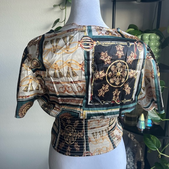 GUESS Multicolor Patterned Crop Blouse - Picture 4 of 5